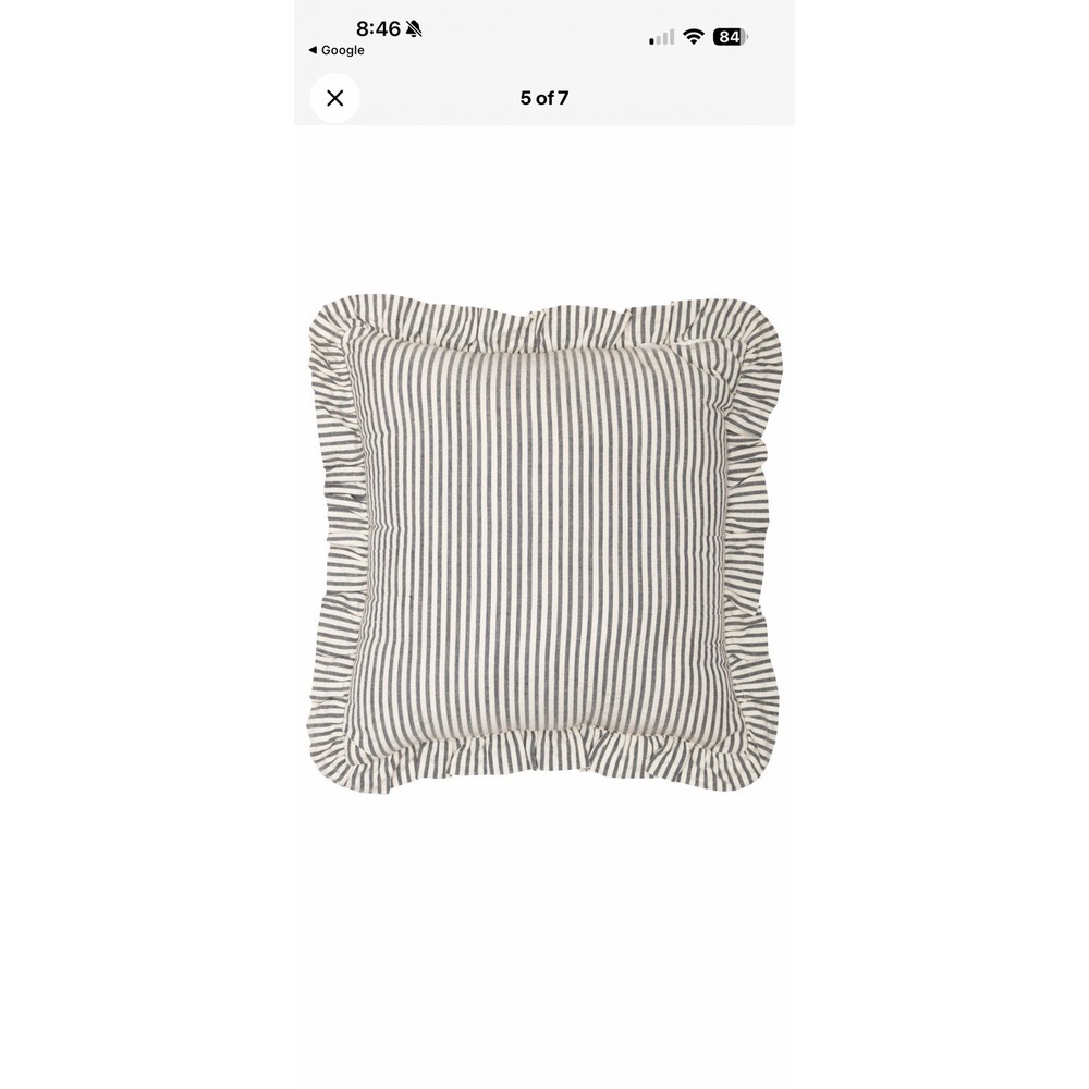 Farmhouse 12"x12" Seersucker Blue Ticking Stripe Pillow Bedroom Decor VHC Brands